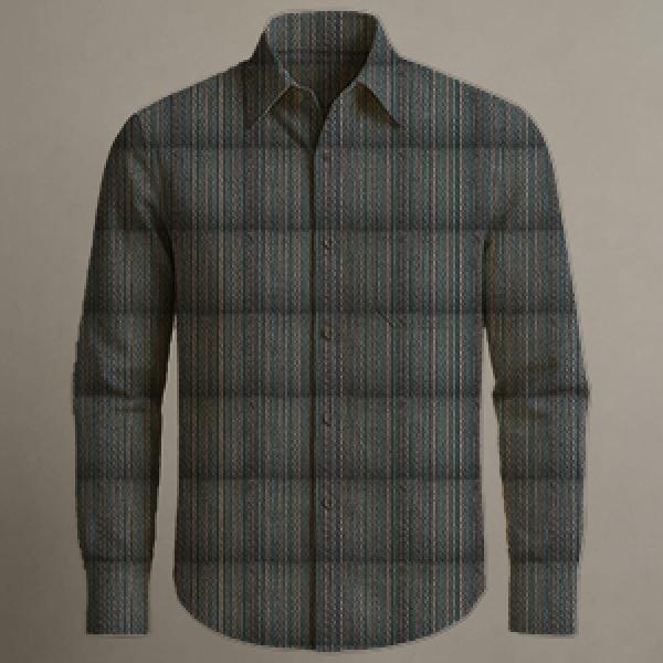 TEXTURED DARK CHECKS COTTON SHIRT