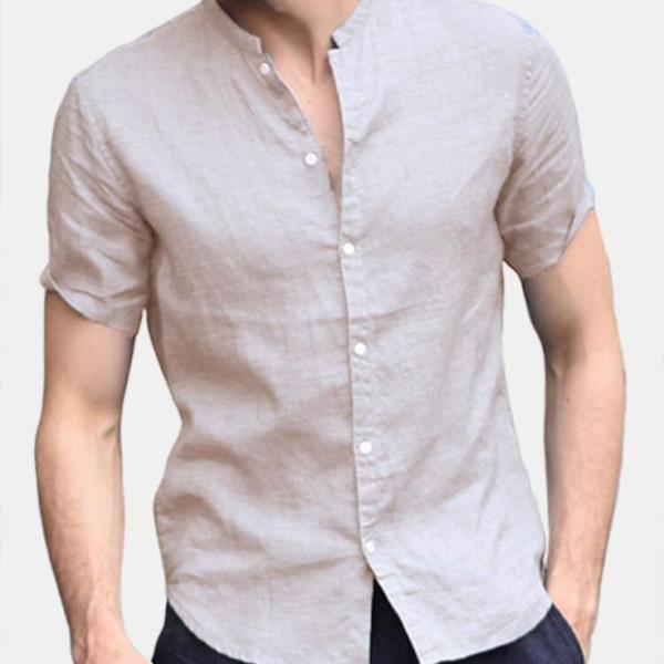 LIGHT ROSE GOLS LINEN HALF SHIRT